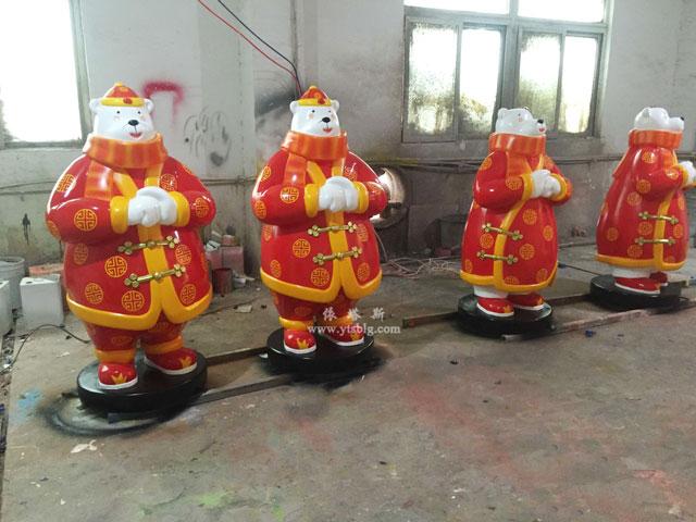 玻璃鋼拜年熊雕塑 玻璃鋼拜年熊雕塑