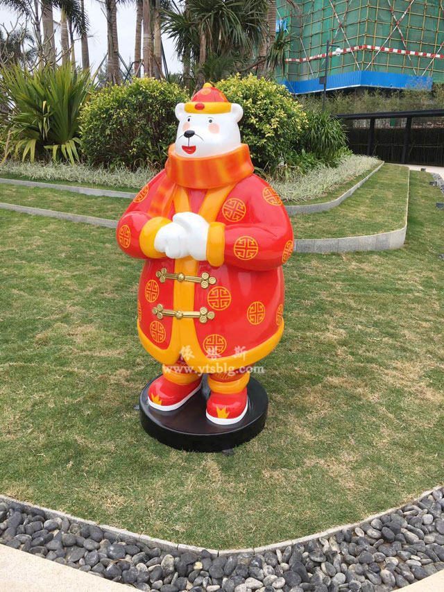 玻璃鋼拜年熊雕塑 玻璃鋼拜年熊雕塑