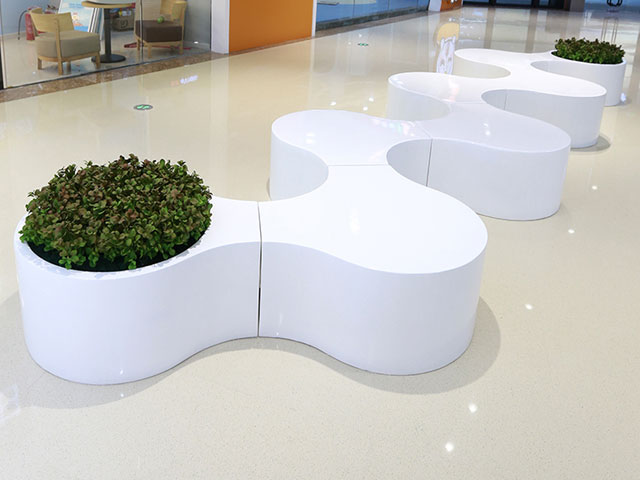 商場(chǎng)玻璃鋼拼接座椅花盆